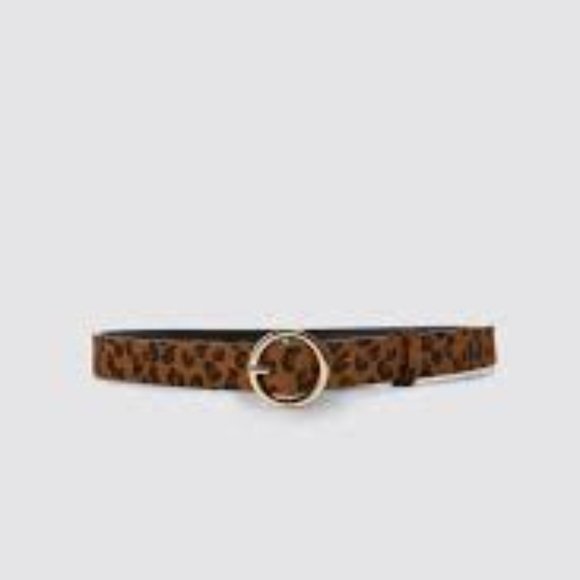Zara 100% LEATHER LEOPARD PRINT BELT